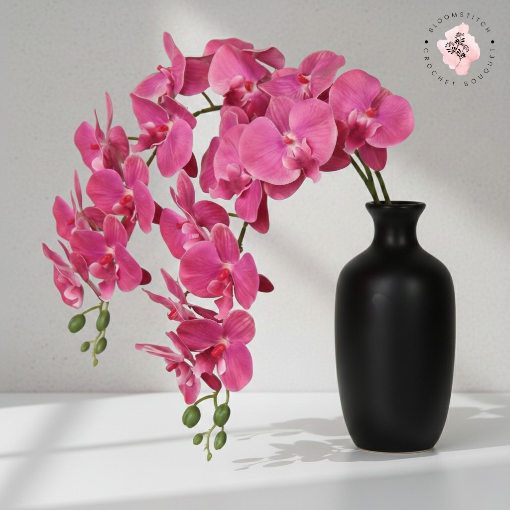 [Vase Excluded, 8 Days Wait] | Faux Pink Moth Orchid Stalks