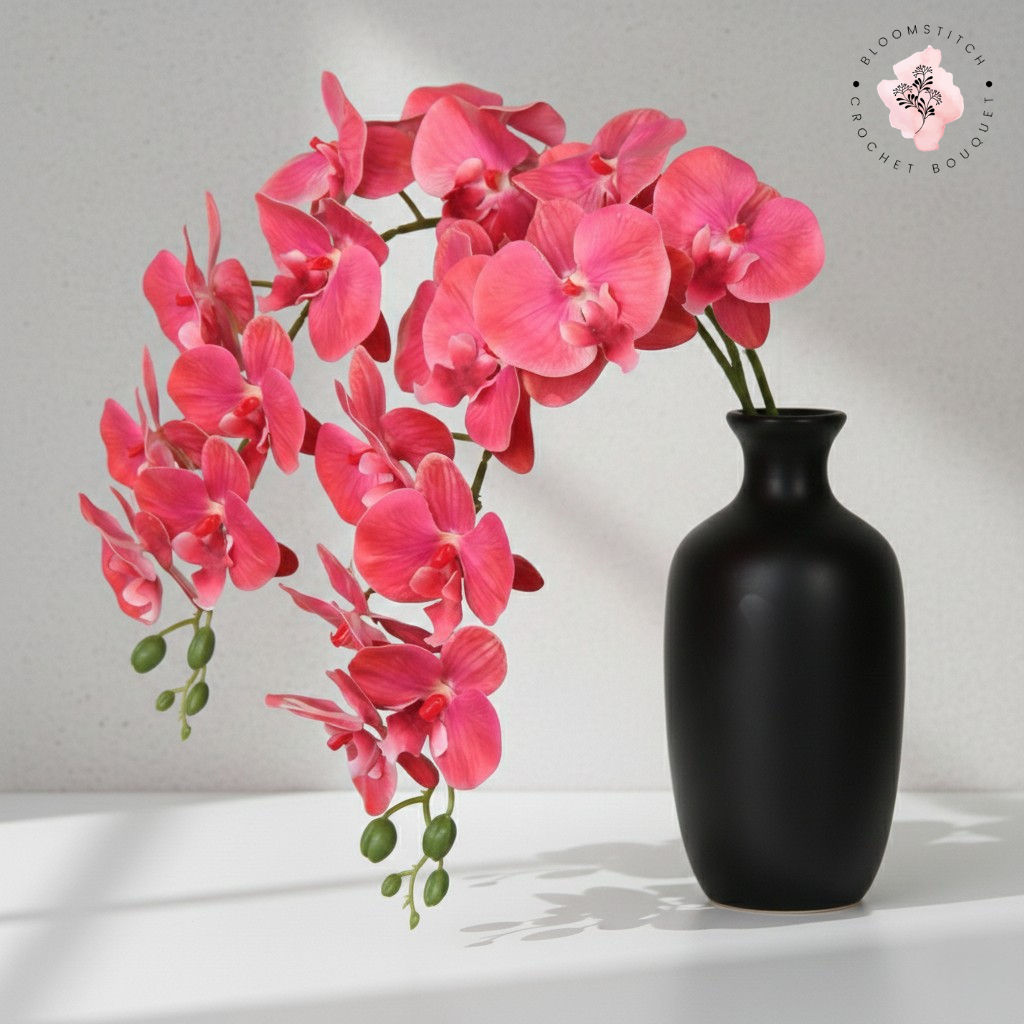 [Vase Excluded, 8 Days Wait] | Faux Pink Moth Orchid Stalks